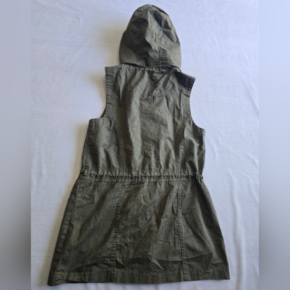 Rue 21 100% Cotton Olive Green Hooded Zip-Up Vest Size S - Picture 2 of 8